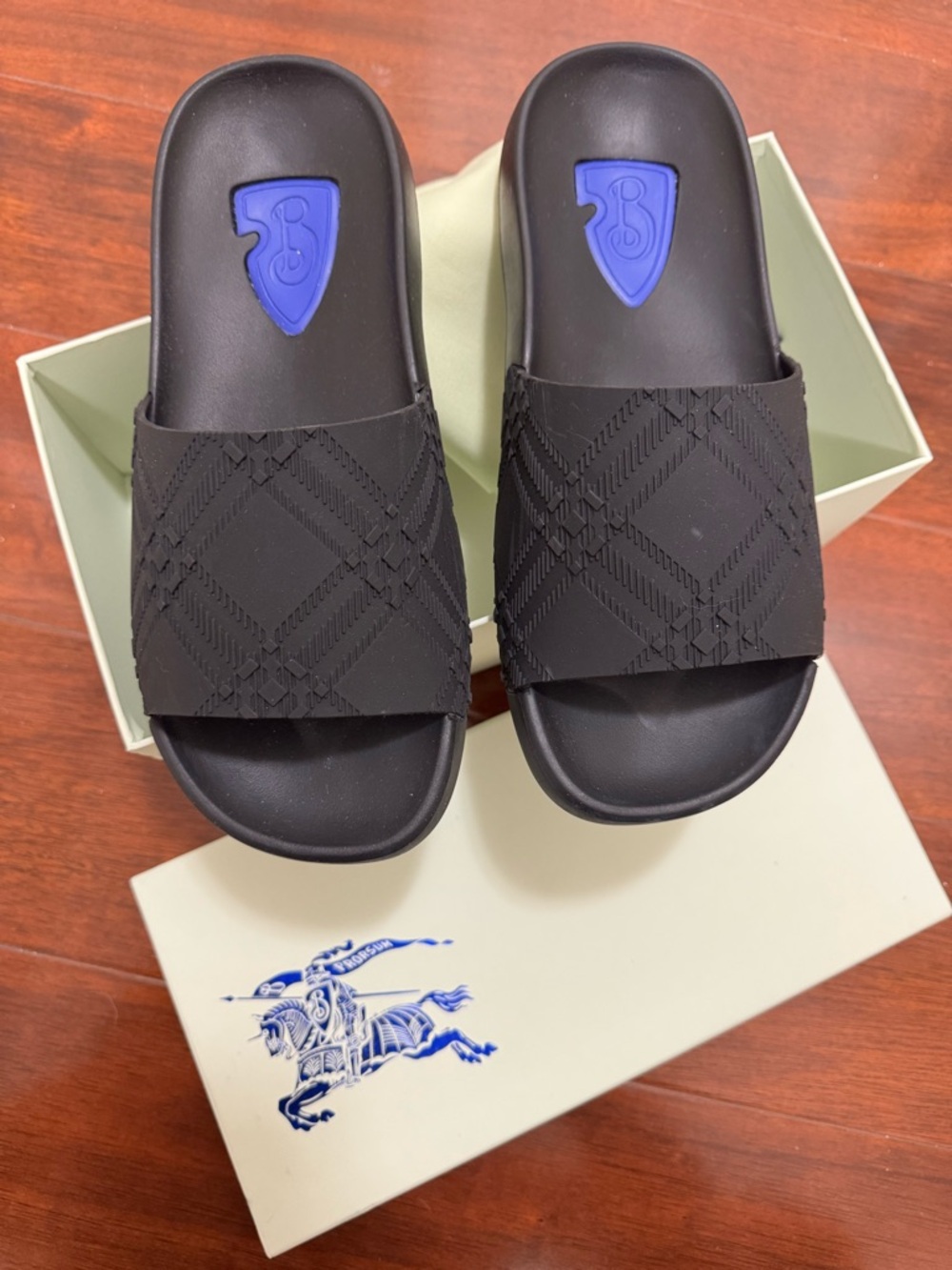 Burberry Men’s Dive Embossed Check Black Slides